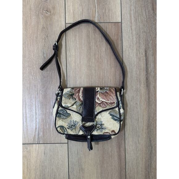 Vintage Y2K NY & Co Mini Tiny Tapestry Purse Floral Mocha Cottagecore - Picture 10 of 11